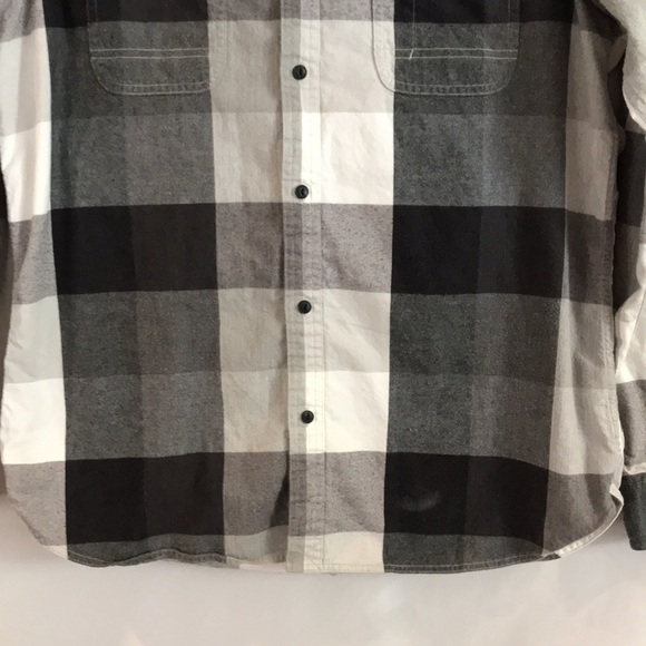 Nordstrom gray & white cotton checkered long sleeves button up shirt trim fit L - Picture 5 of 12